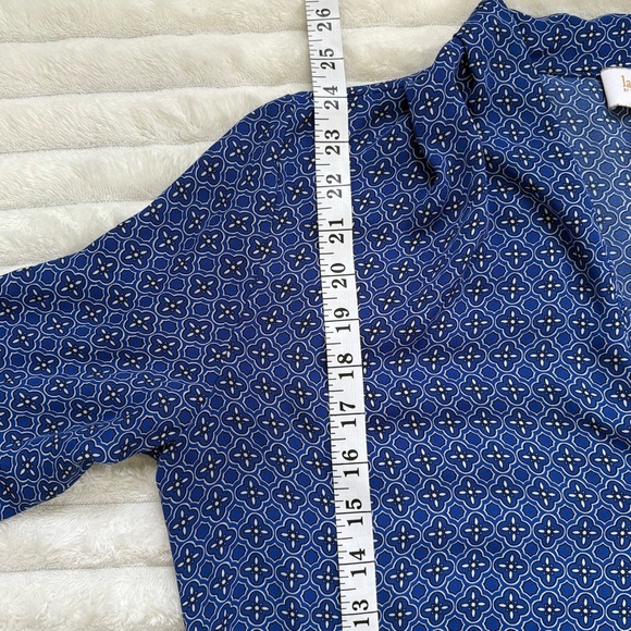 4/25$ LAUNDRY By Shelli Segal Blouse Patterned Workwear Size Large - Picture 6 of 7